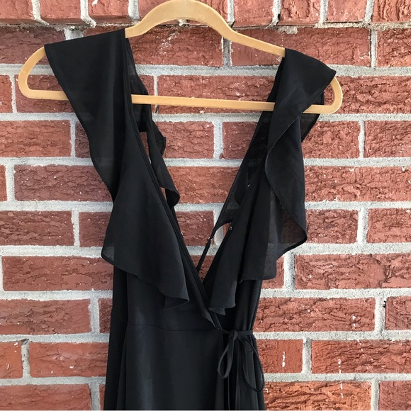 Anthropologie Yumi Kim Full Bloom Wrap Maxi Dress Black Size Medium - Picture 3 of 13